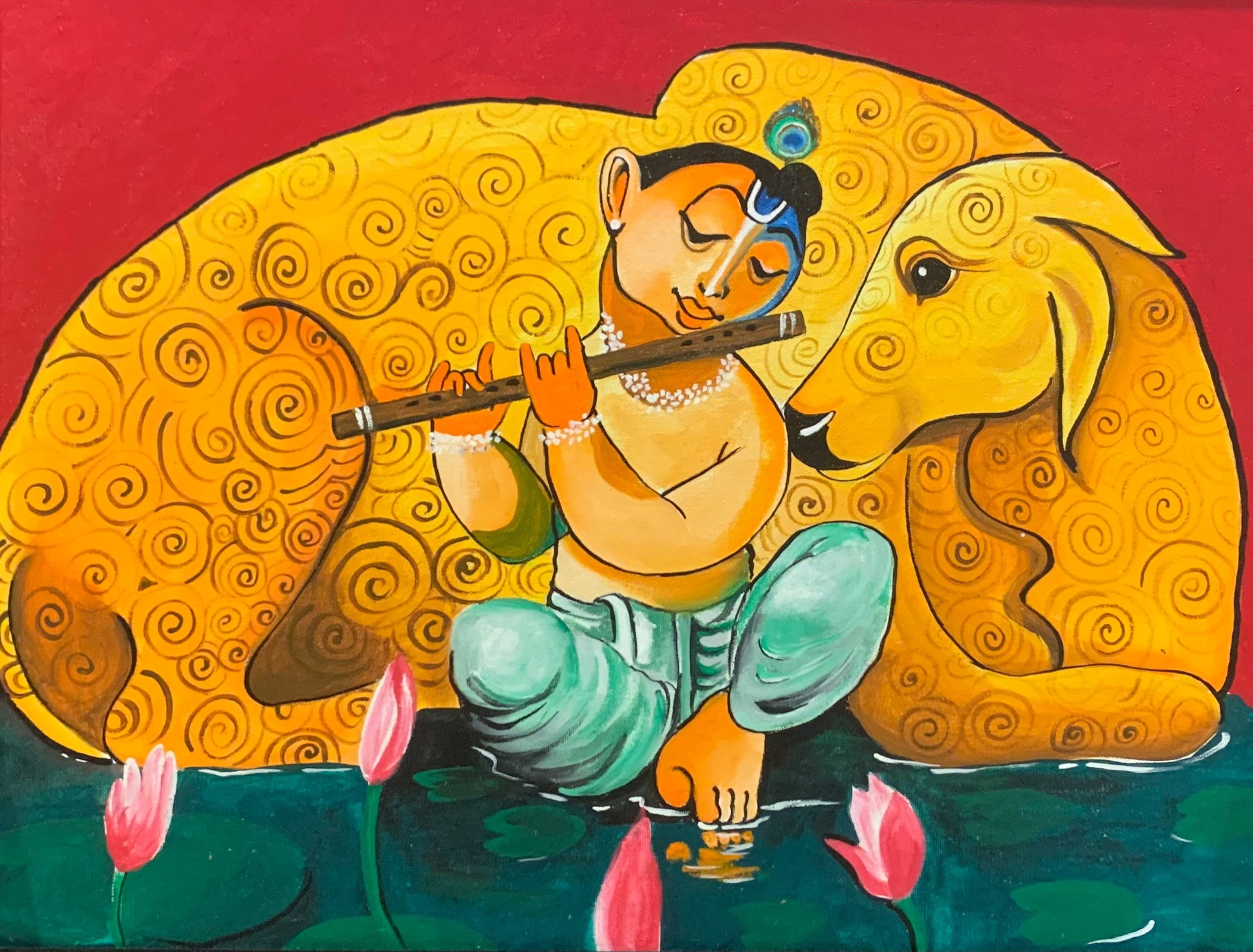 Krishna with his cow