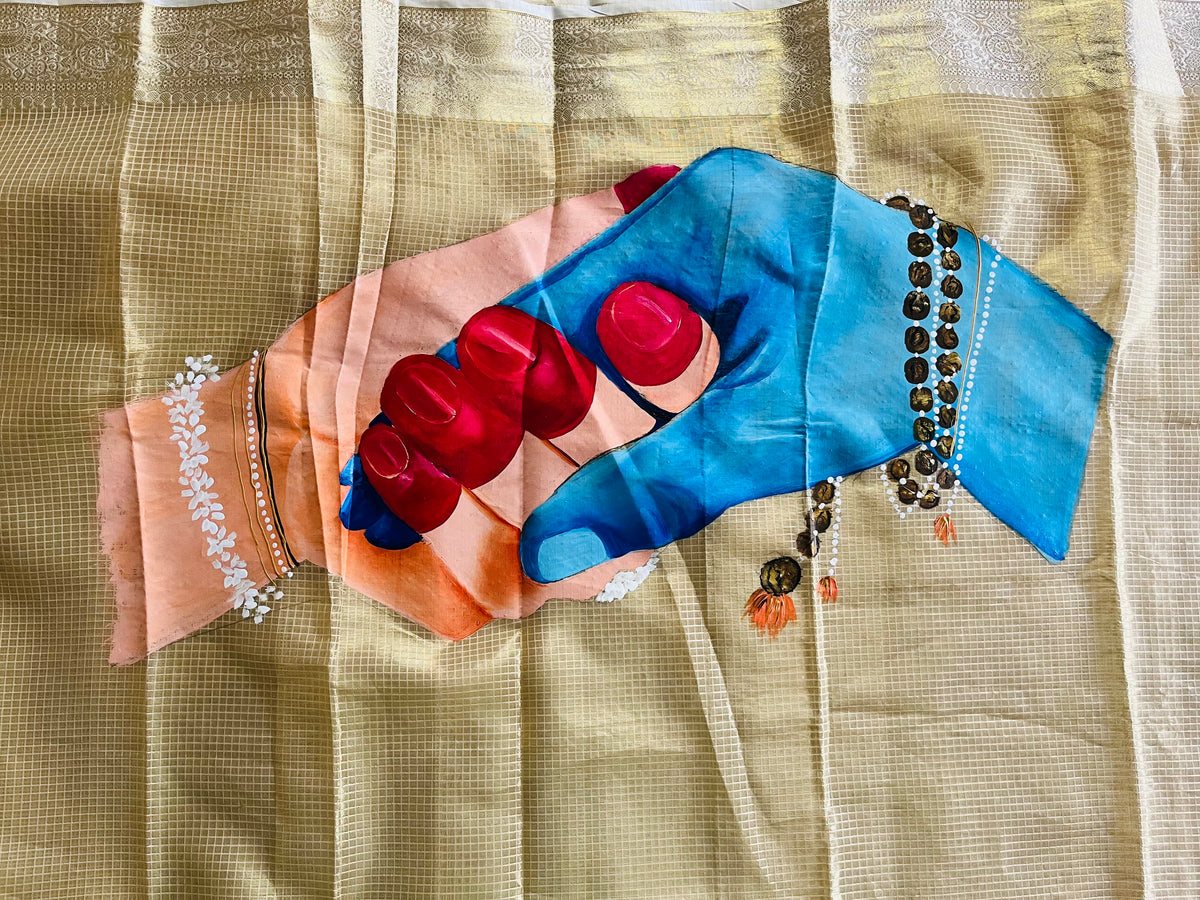 Semi silk golden saree