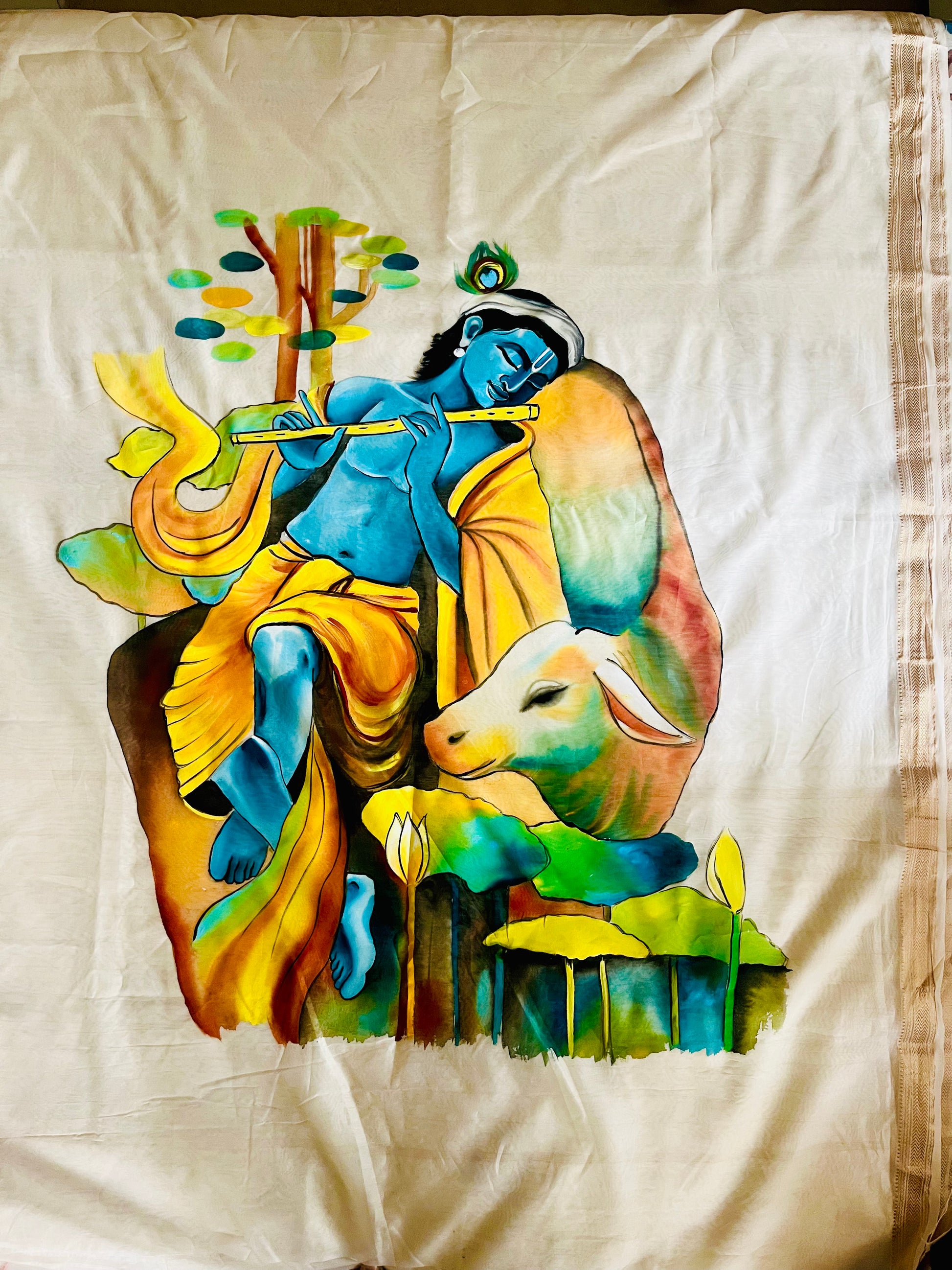 Pure Maheshwari silk saree : Vrindavan Venu