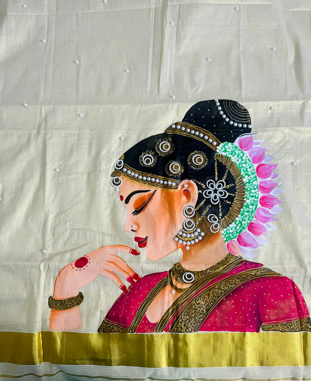 Golden Kerala kasa u tissue saree