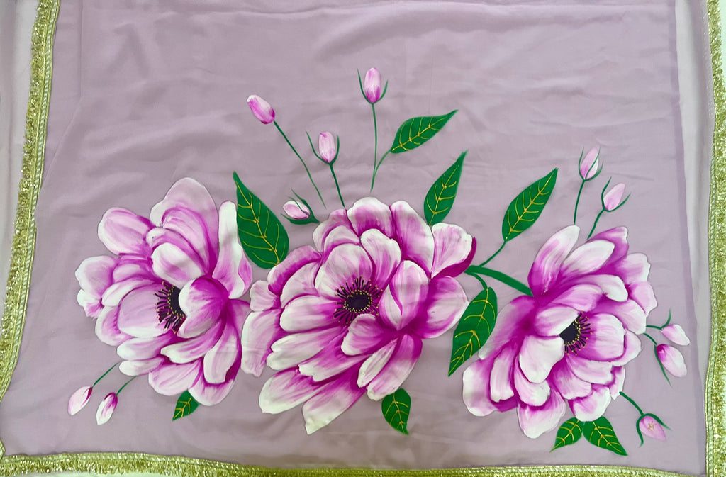 Lavender georgette saree