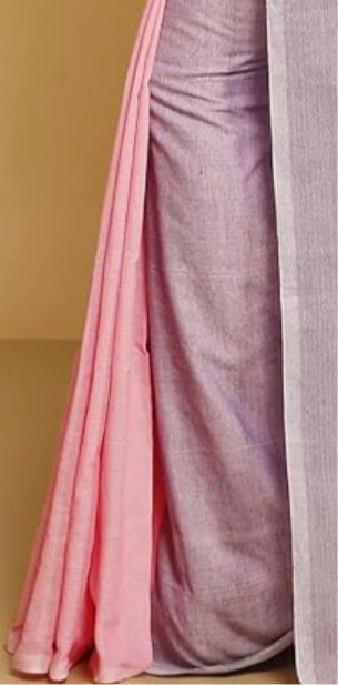 Pink and purple hand painted handloom saree “The dreamer in Bloom”