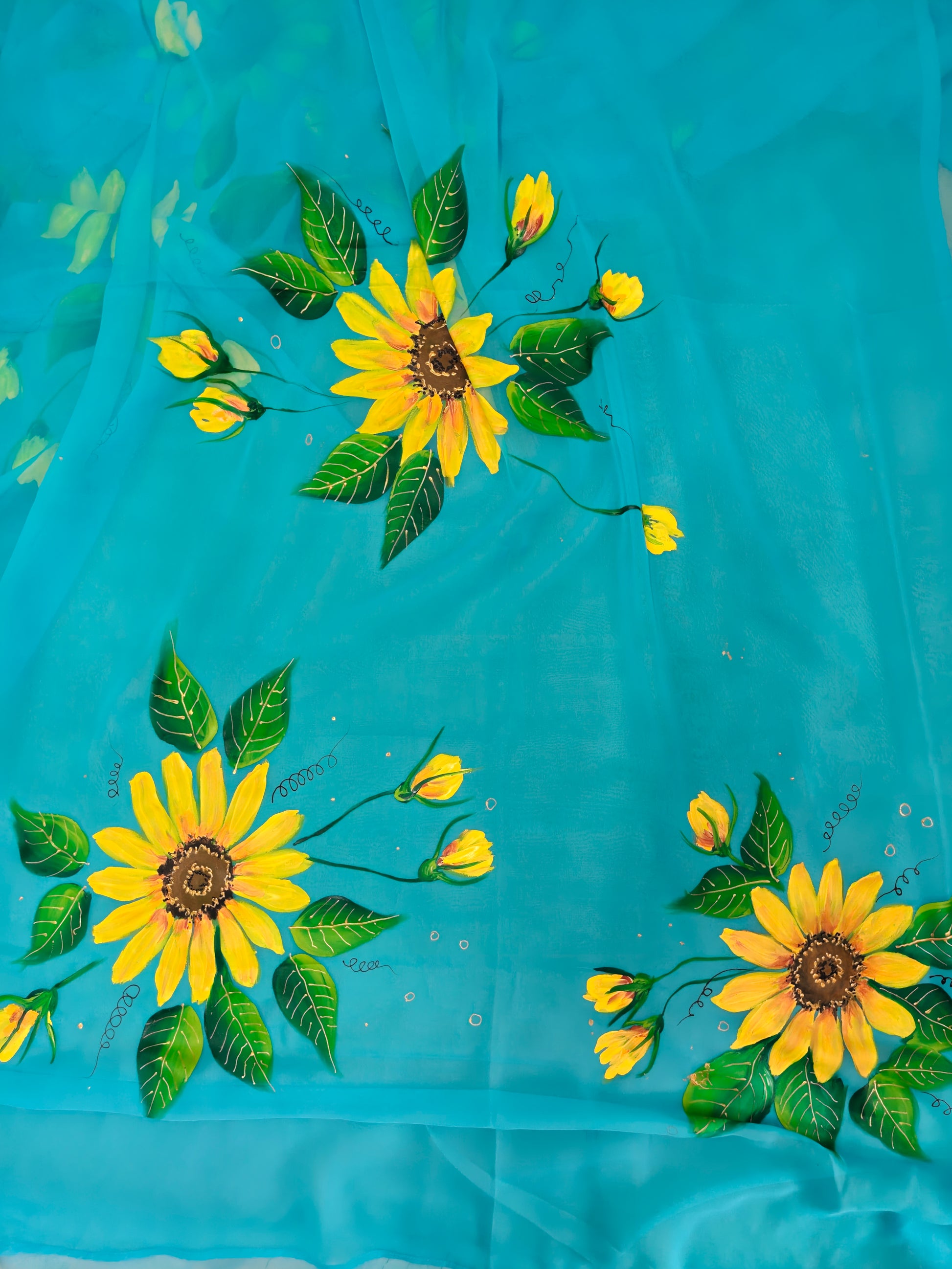 Light blue georgette saree : Sunlit Symphony