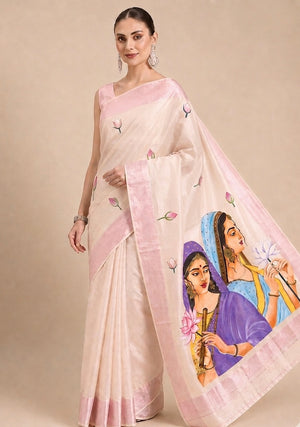 Light pink Kerala tissue saree : Whispers of serenity