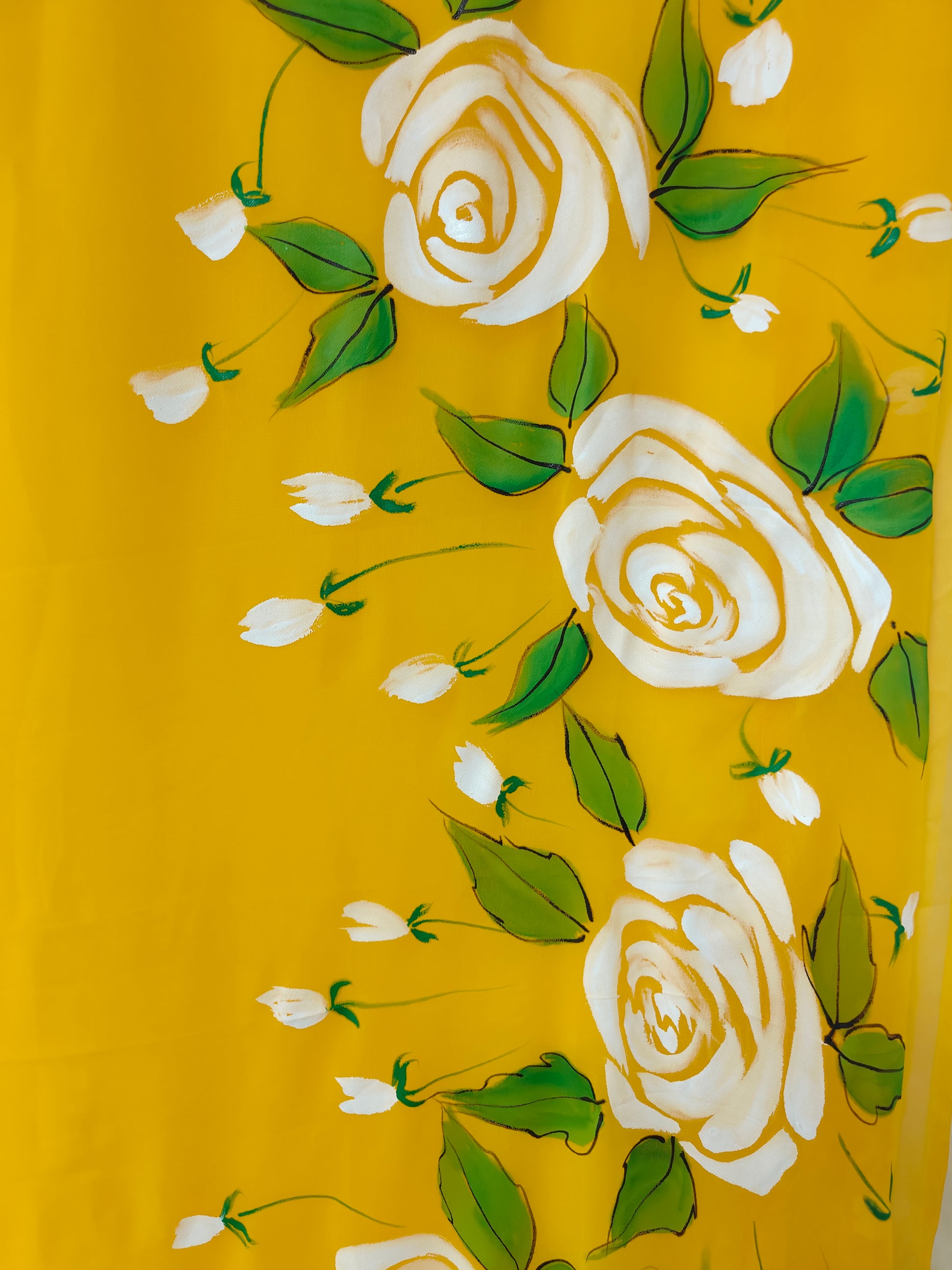 Yellow georgette saree : Golden bloom
