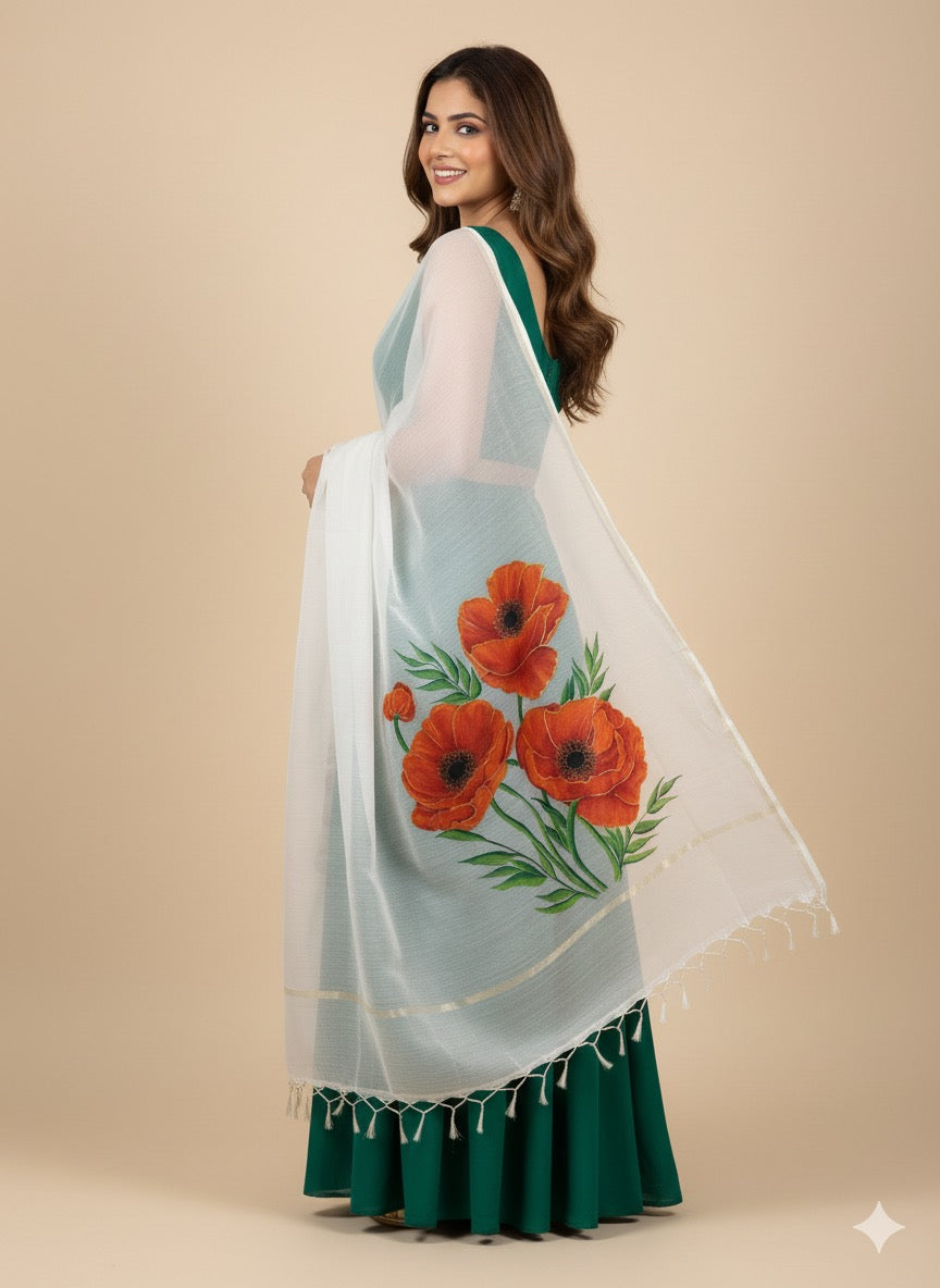 Pure malai chanderi dupatta : Whispers of the flame