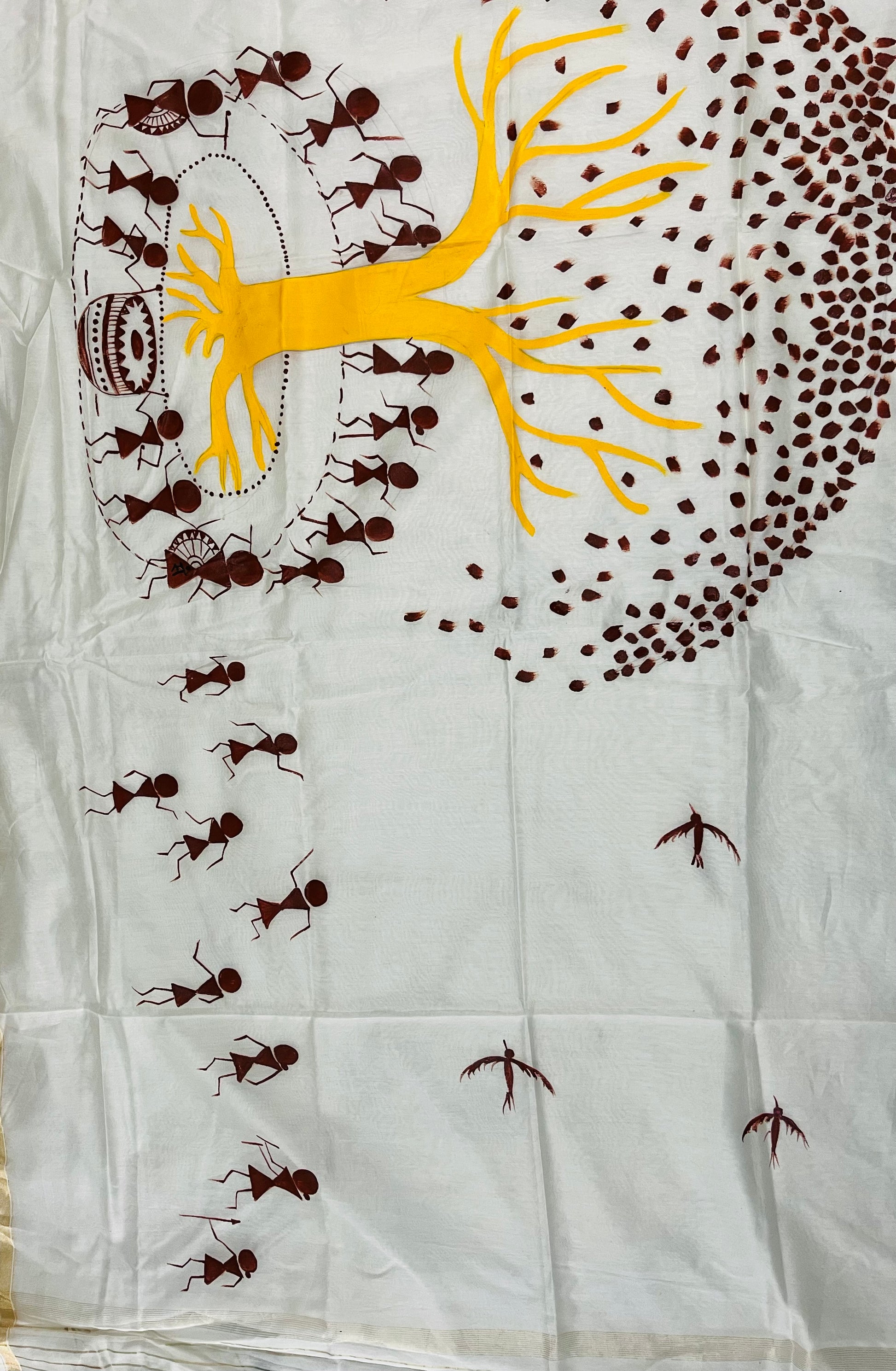 Natural coloured pure chanderi dupatta “Tree of Rhythm”