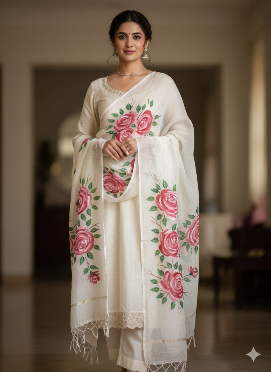 Pure malai chanderi dupatta