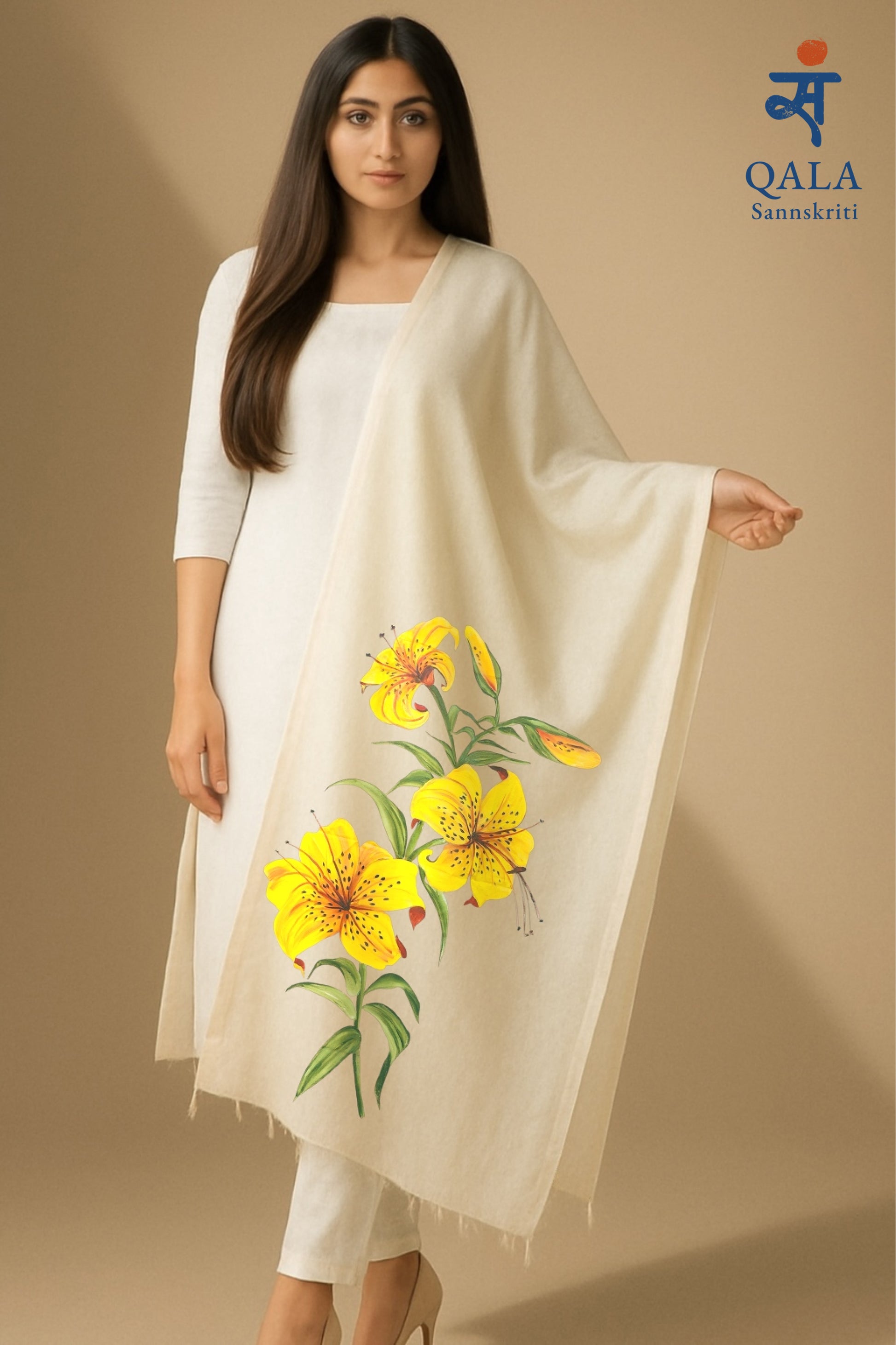 Yellow tiger lily pure natural coloured chanderi  dupatta : Radiance of Tiger lily