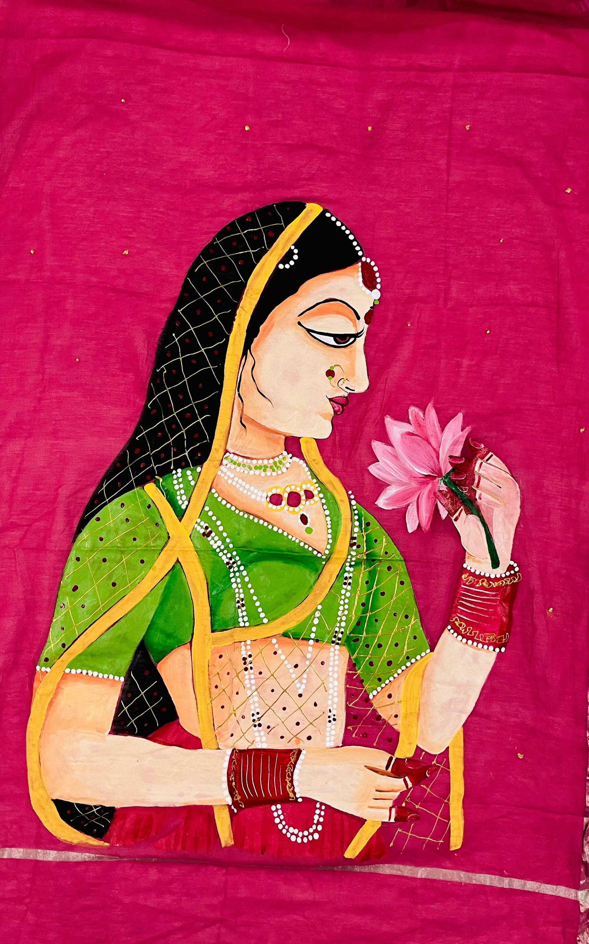 Hot pink pure chanderi cotton dupatta : “Raag Gulabi”