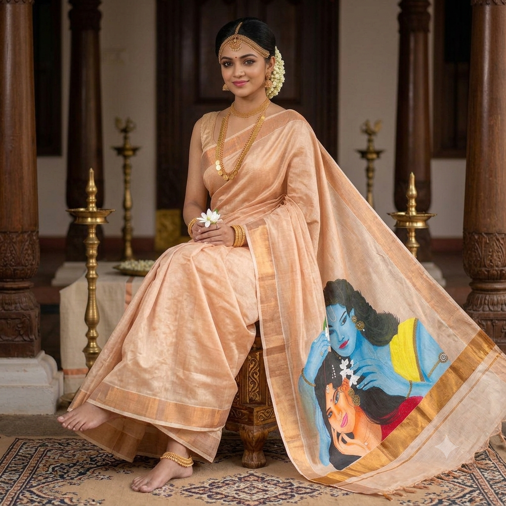 Copper Kerala kada u tissue saree : Eternal whispers of love