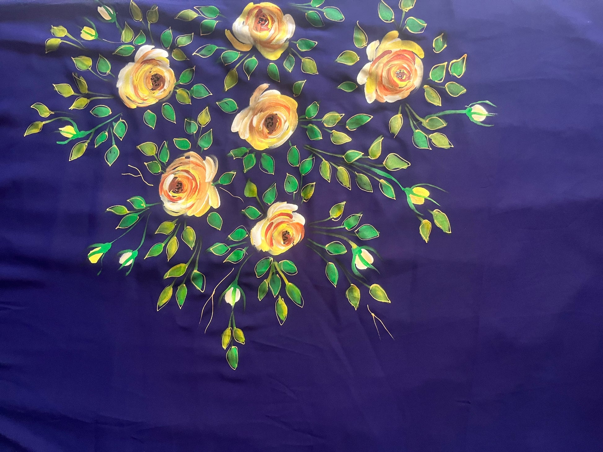 Deep blue georgette saree