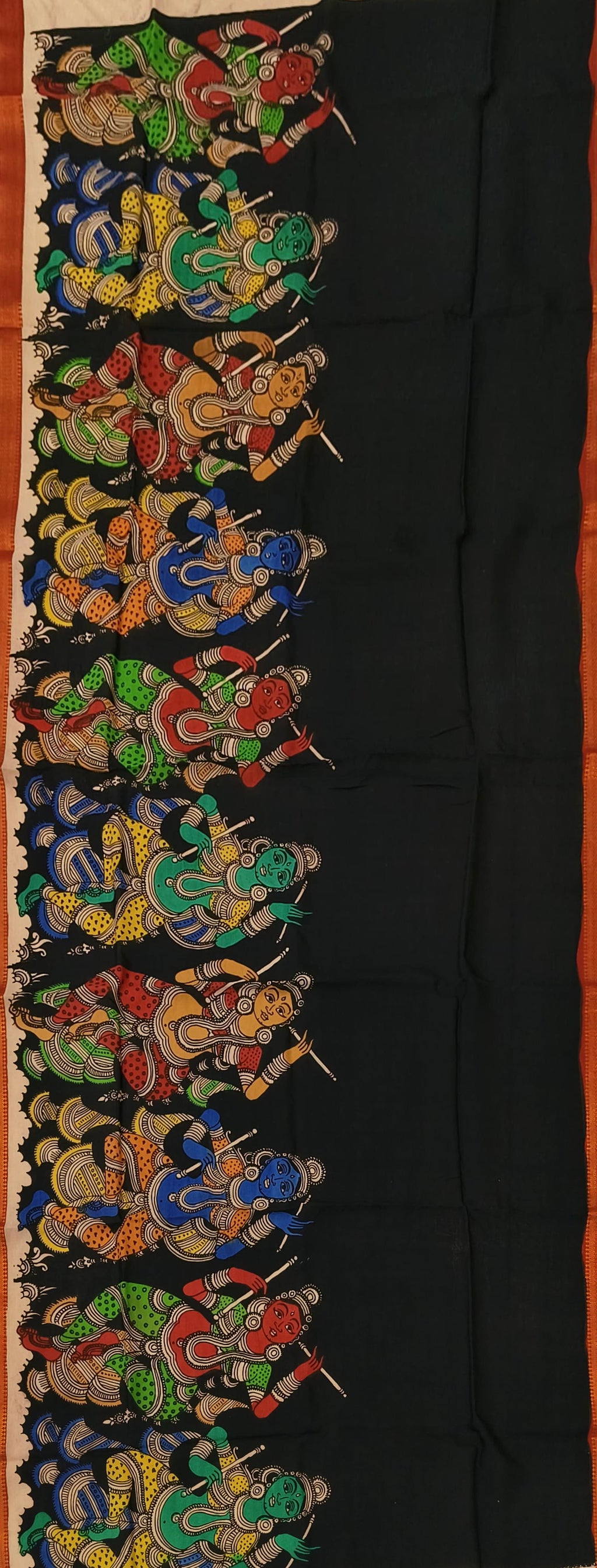 Mangalkari silk Kalamkari hand painted dupatta “Raas Leela”