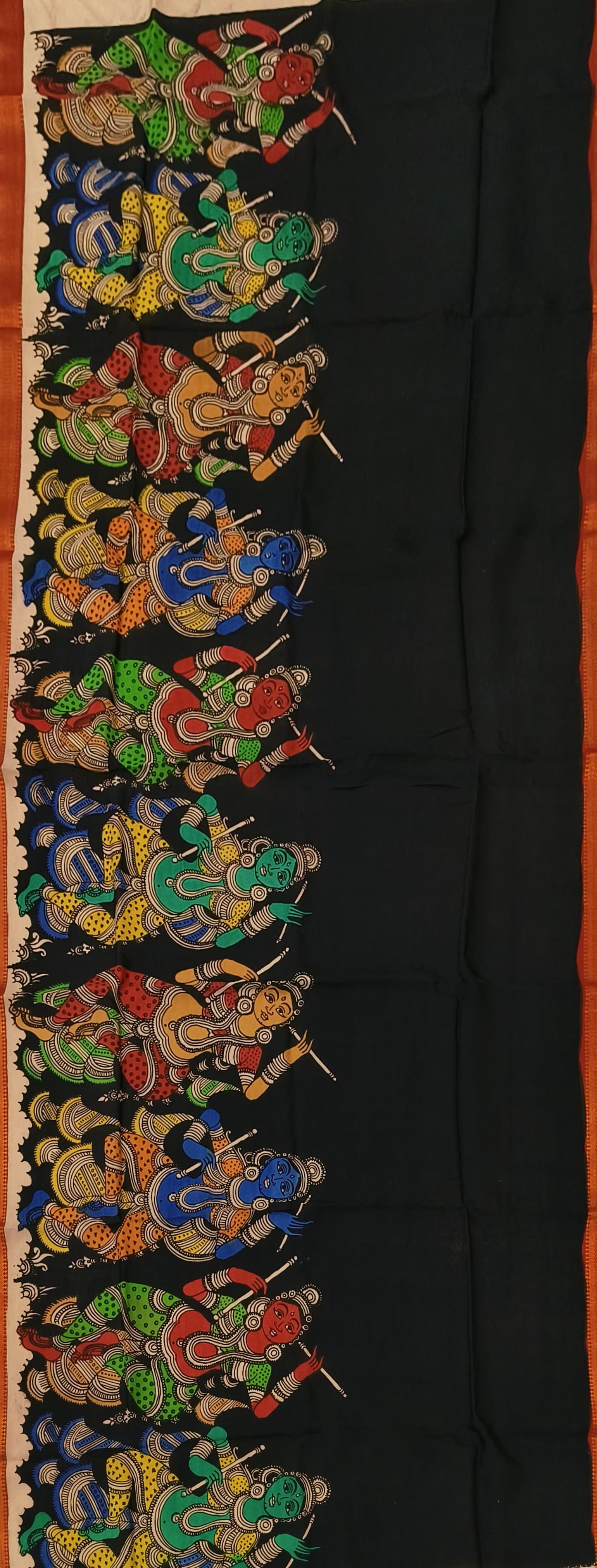 Mangalkari silk Kalamkari hand painted dupatta “Raas Leela”