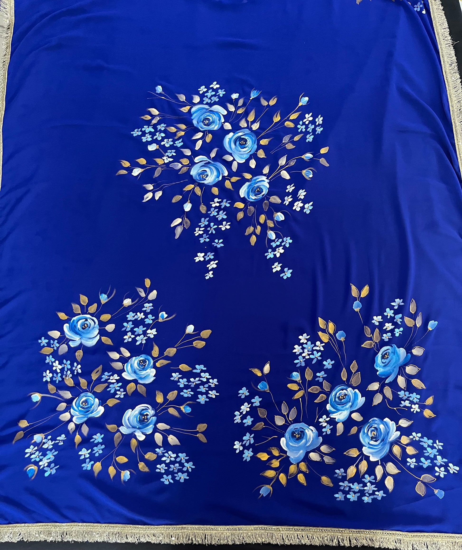Royal blue georgette saree