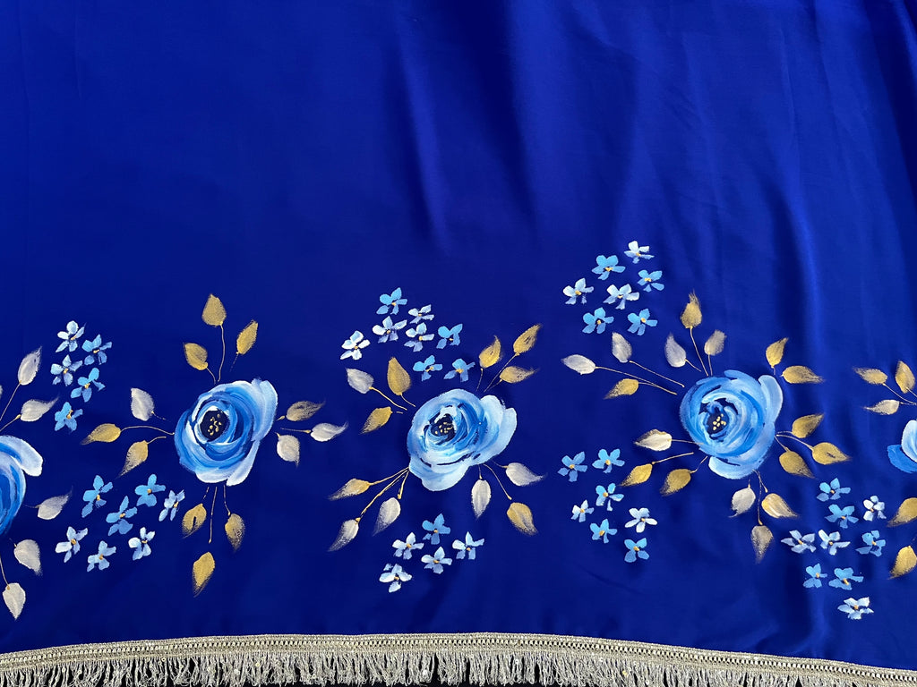 Royal blue georgette saree