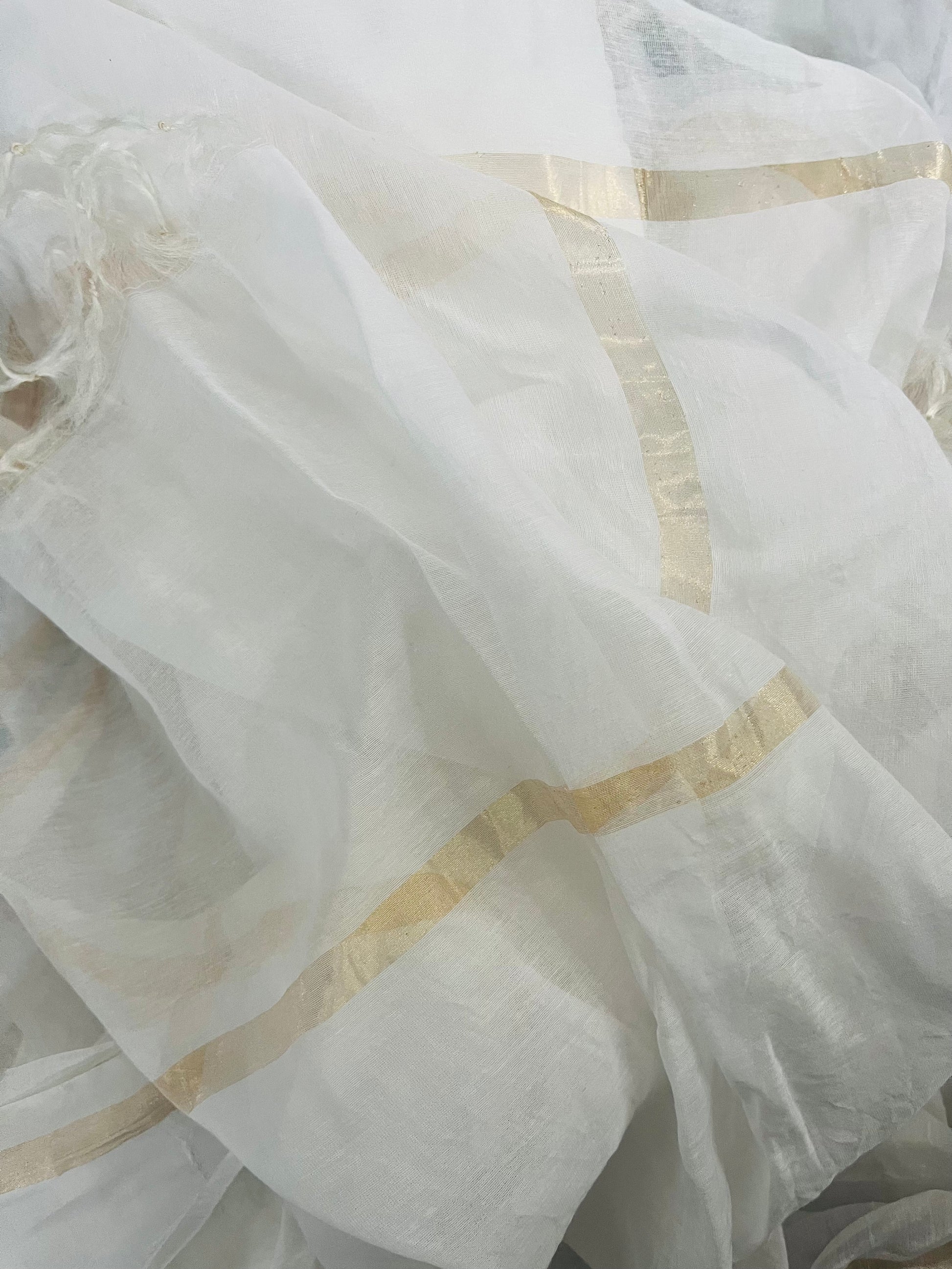 White pure chanderi dupatta : “Suryaang”