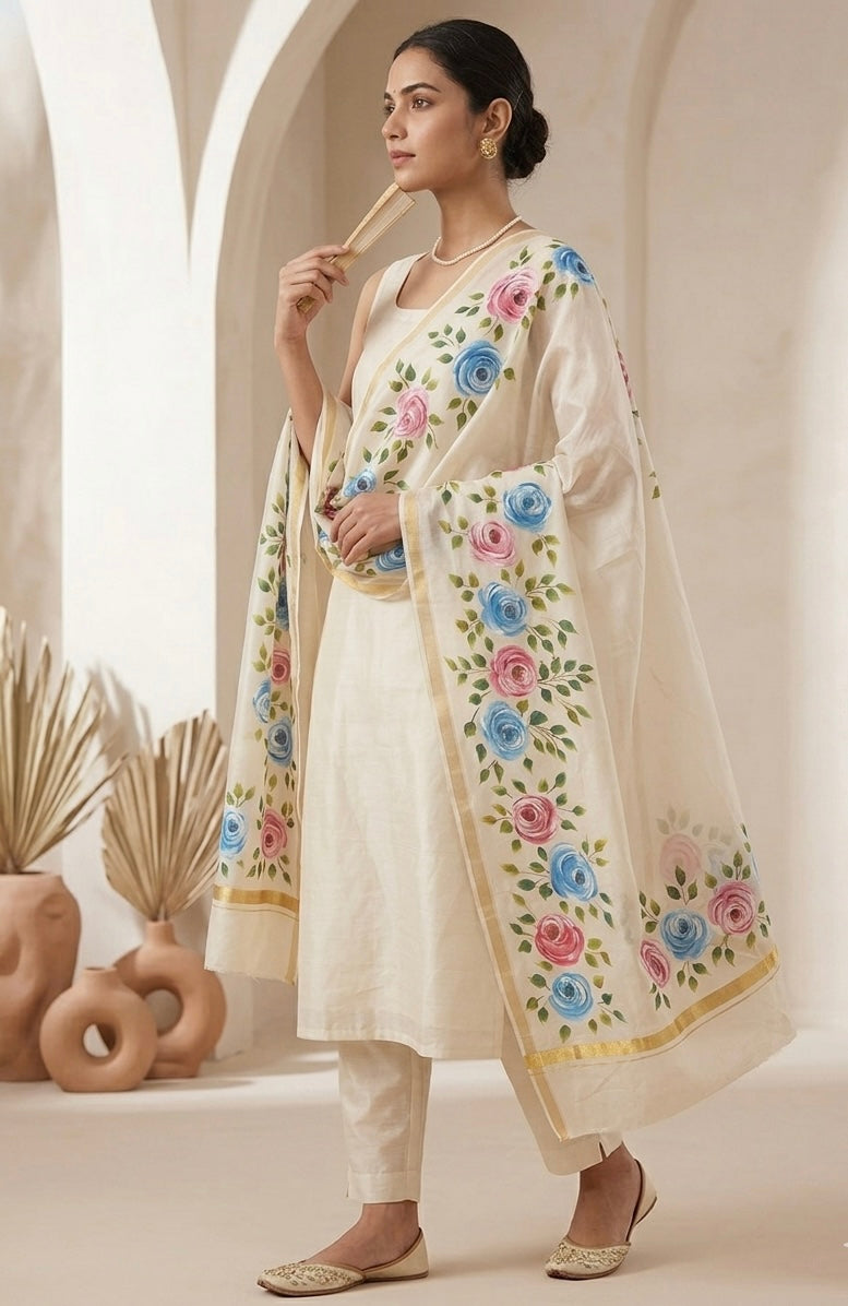 Pure chanderi silk dupatta