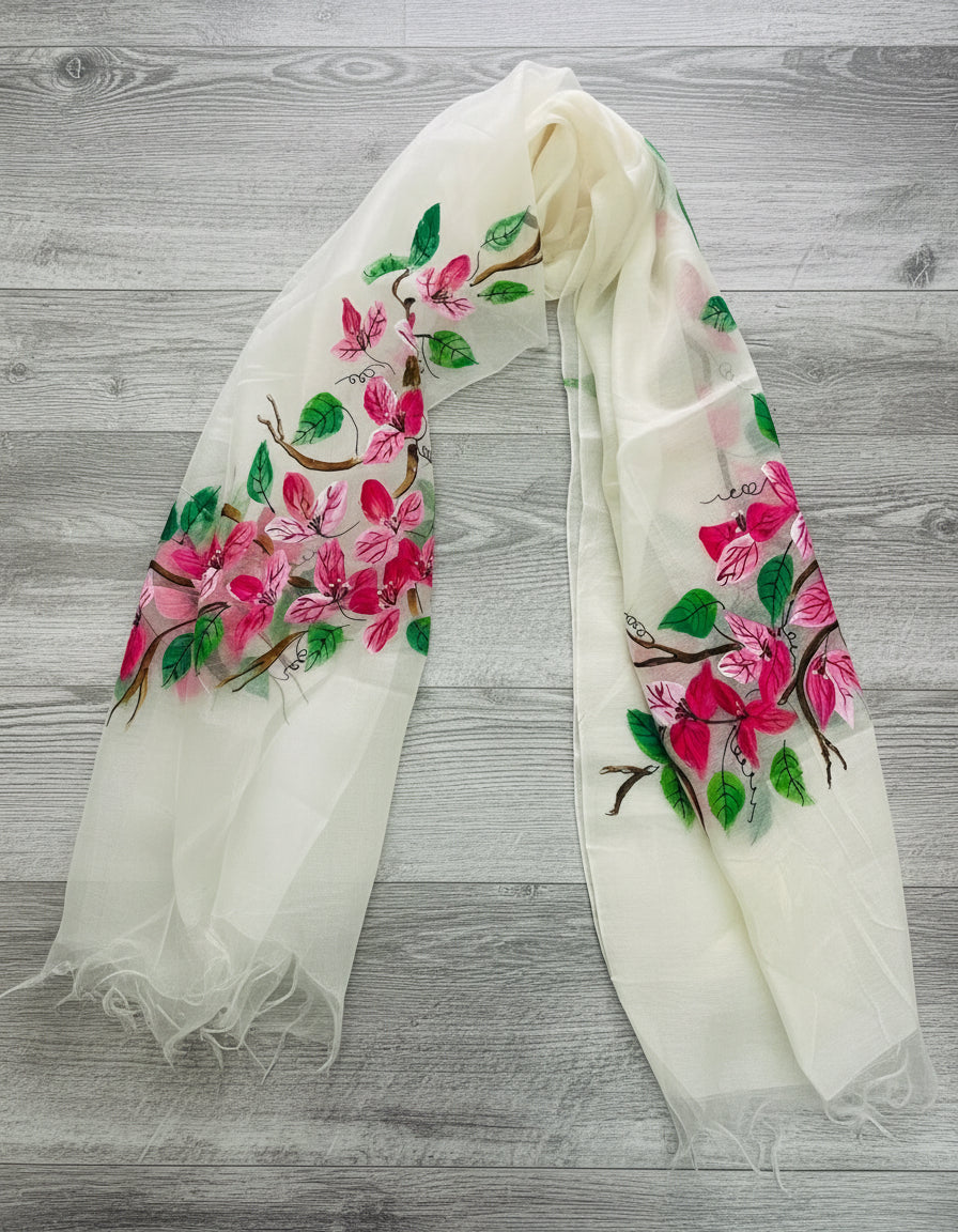 Half malai chanderi and half pure silk organza scarf / dupatta