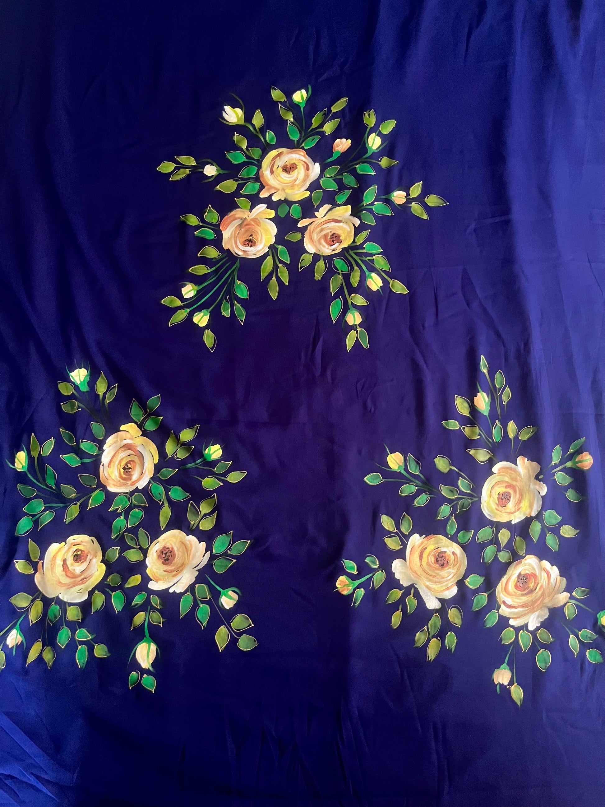 Deep blue georgette saree