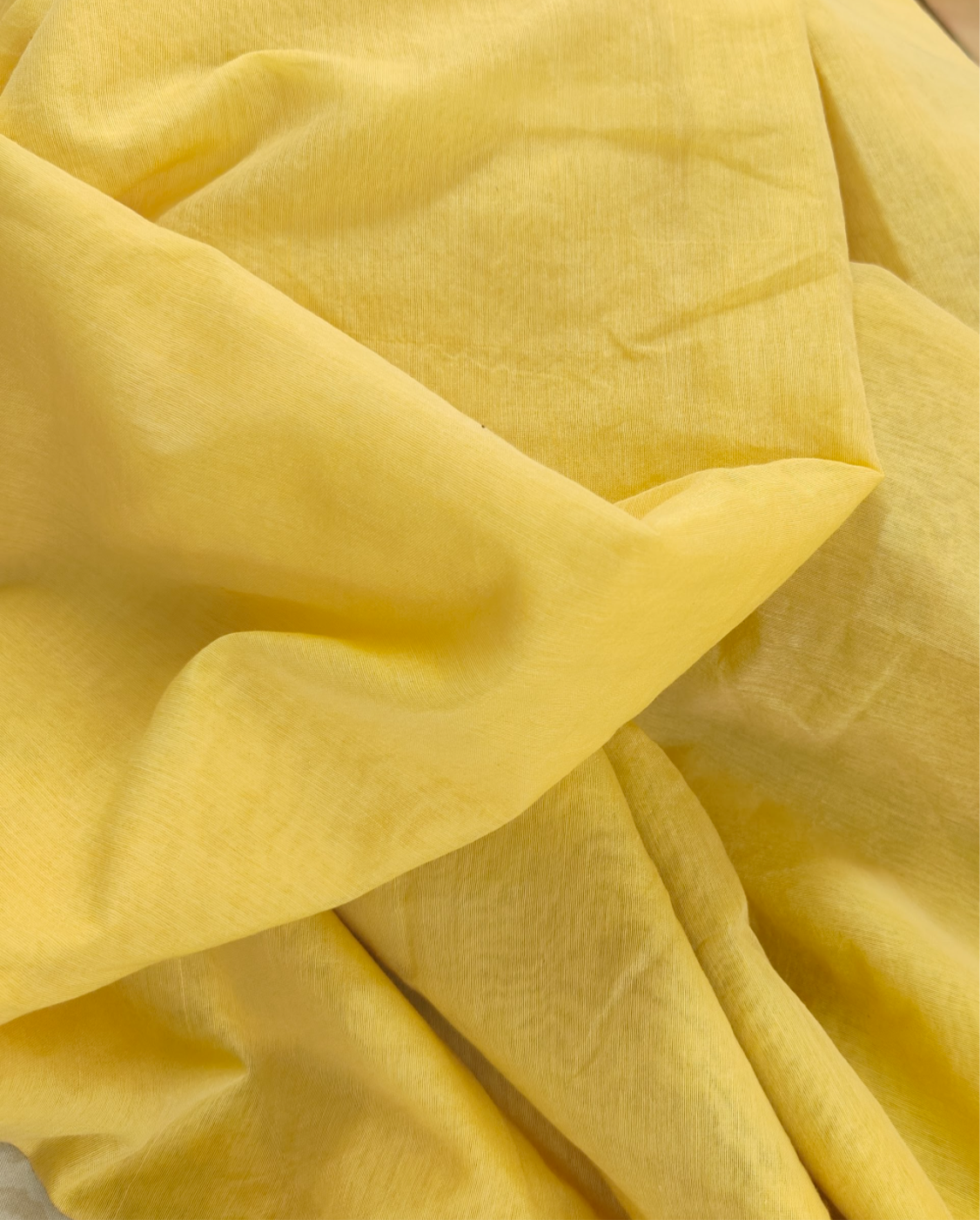 Lemon yellow pure chanderi saree : “ Vasantha Rang :Krishna in Spring”
