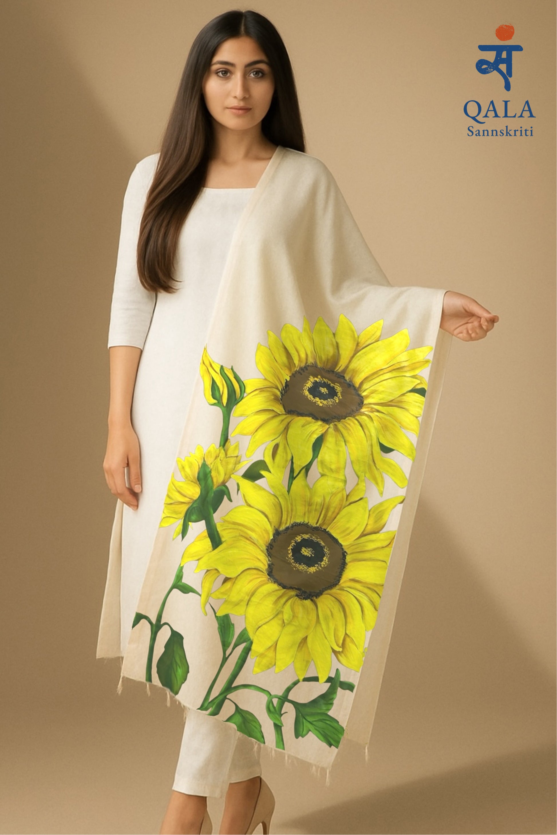 White pure chanderi dupatta : “Suryaang”