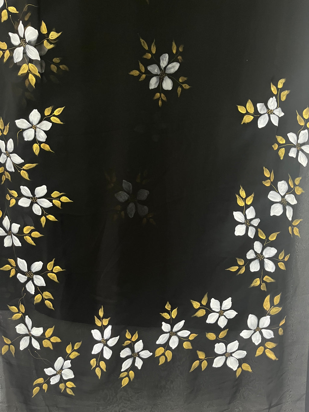 Black georgette saree : The midnight bloom