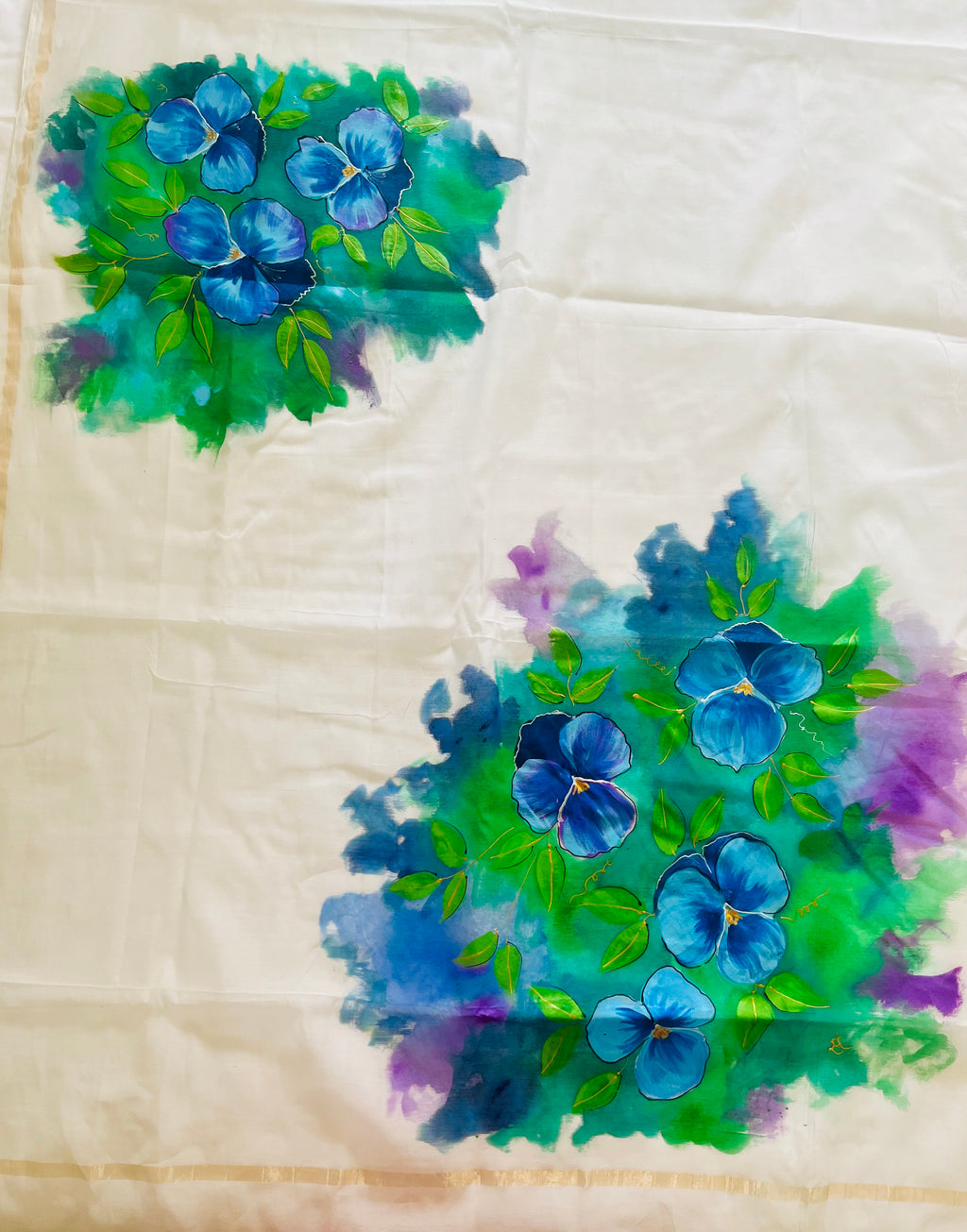 Pure malai chanderi dupatta : Neel  Vasant