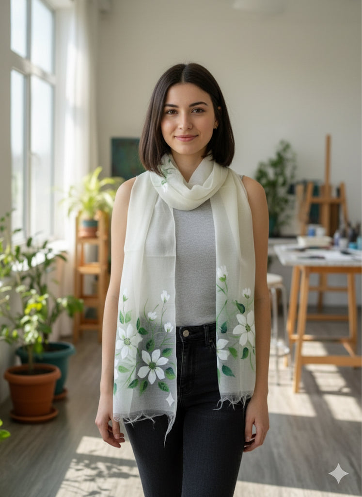 Half malai chanderi half pure organza silk scarf / dupatta