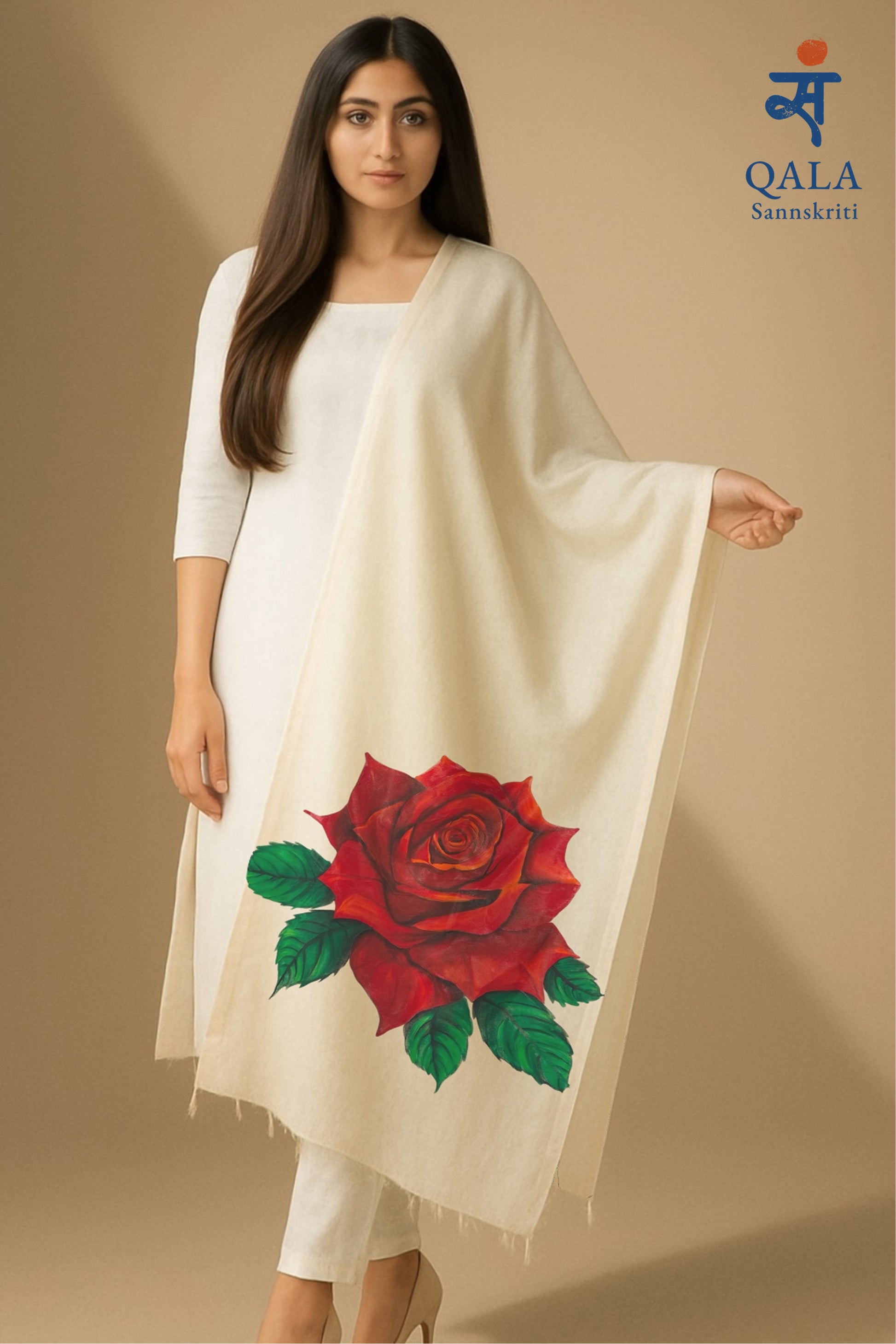 White pure malai chanderi dupatta : “The rose of Resilience”