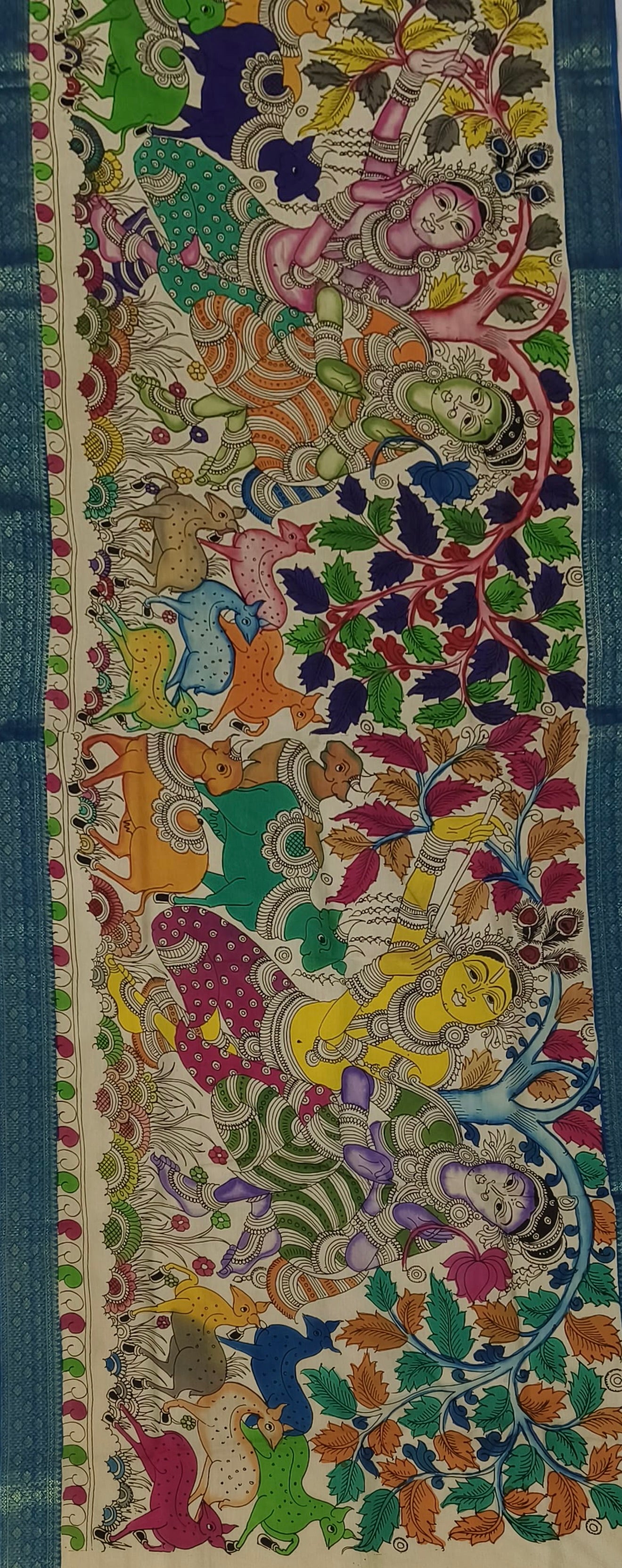 Mangalkari silk Kalamkari hand painted dupatta “ The tree of love “