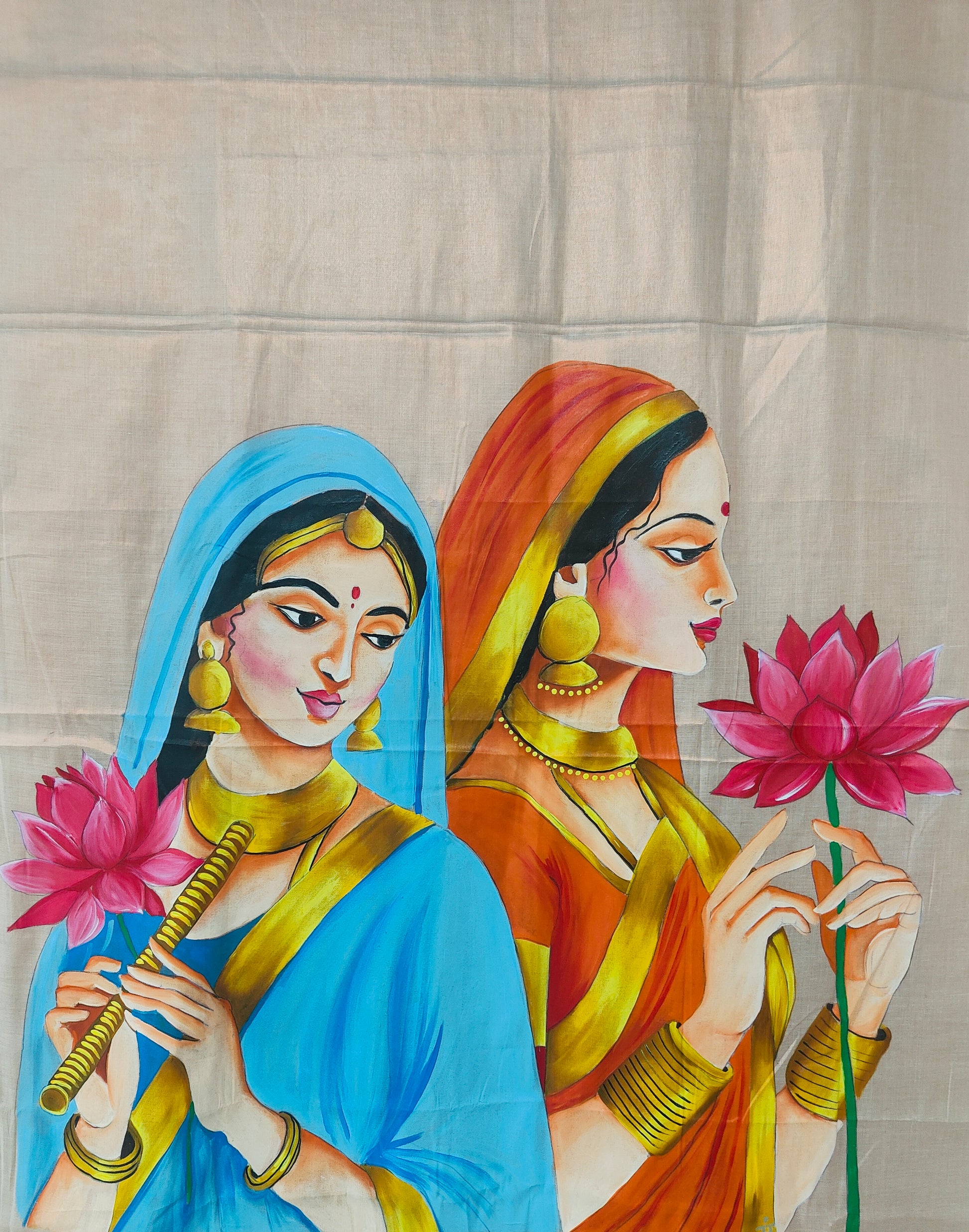 Orange shaded Kerala kasavu tissue saree: Lotus of Grace