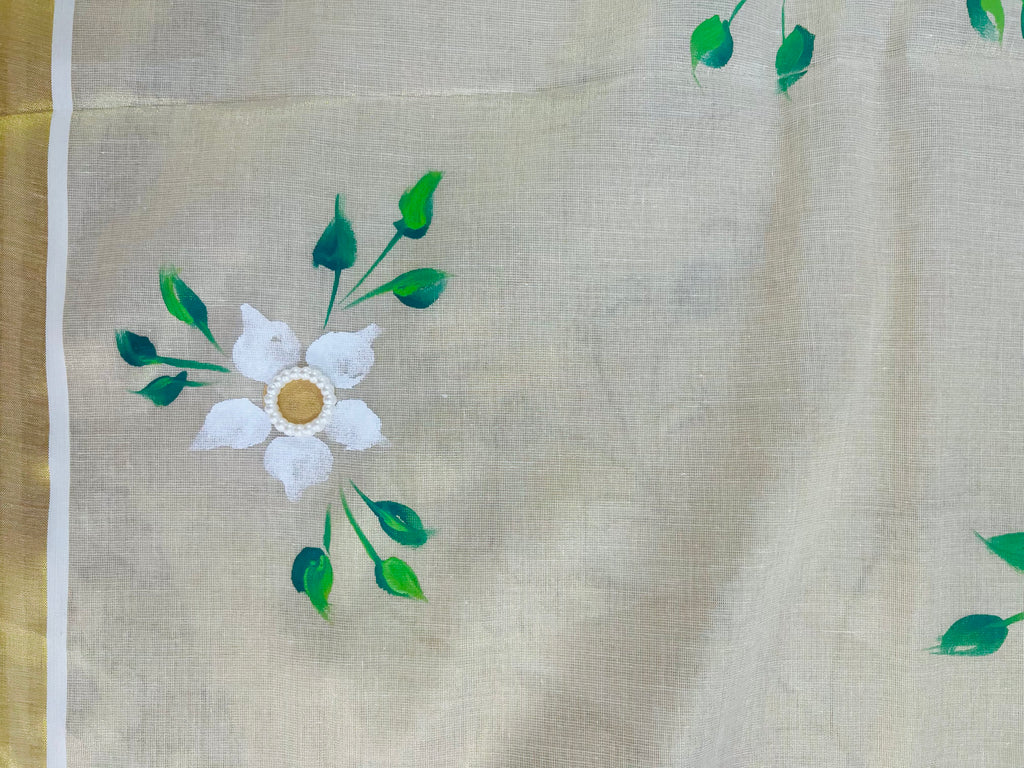 Golden Kerala tissue saree : Divine innocence