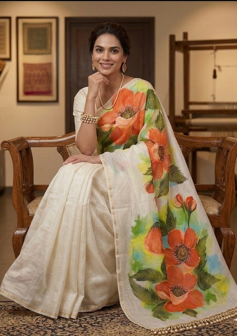 Off white pure Kota silk saree : Pushp Saumya