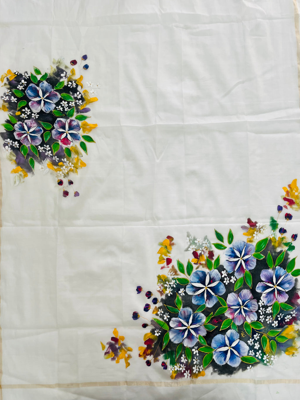 Malai chanderi dupatta : Neel Pushp Vatika