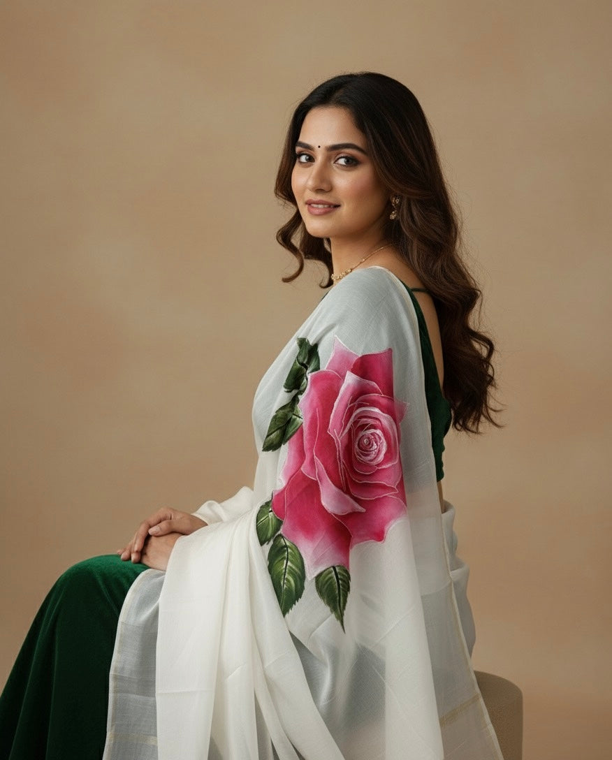 Pure malai chanderi dupatta : The bloom of Grace