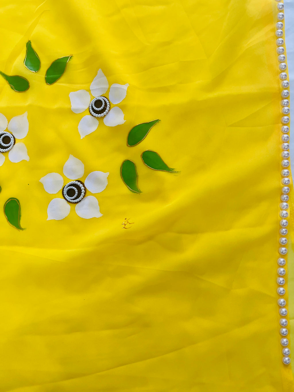 Lemon yellow georgette saree