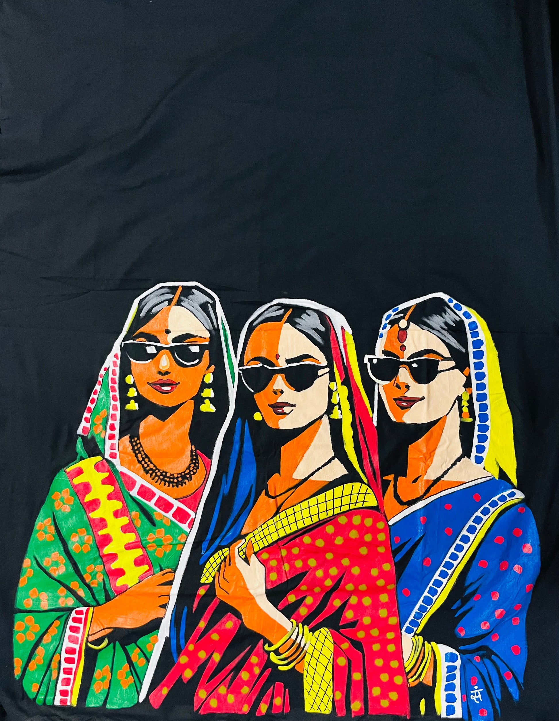Black hand painted handloom saree “ The saree squad “