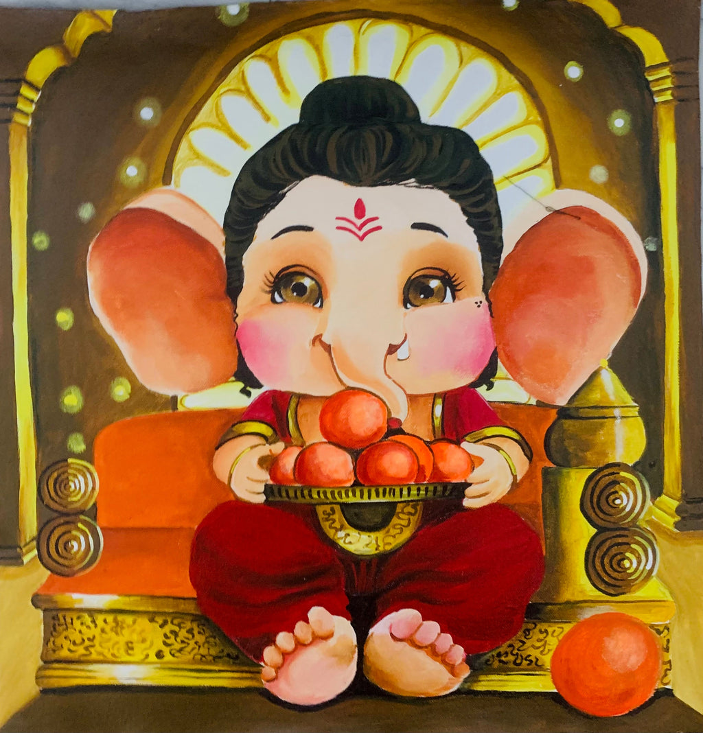 Cute Ganesha with his favourite dish