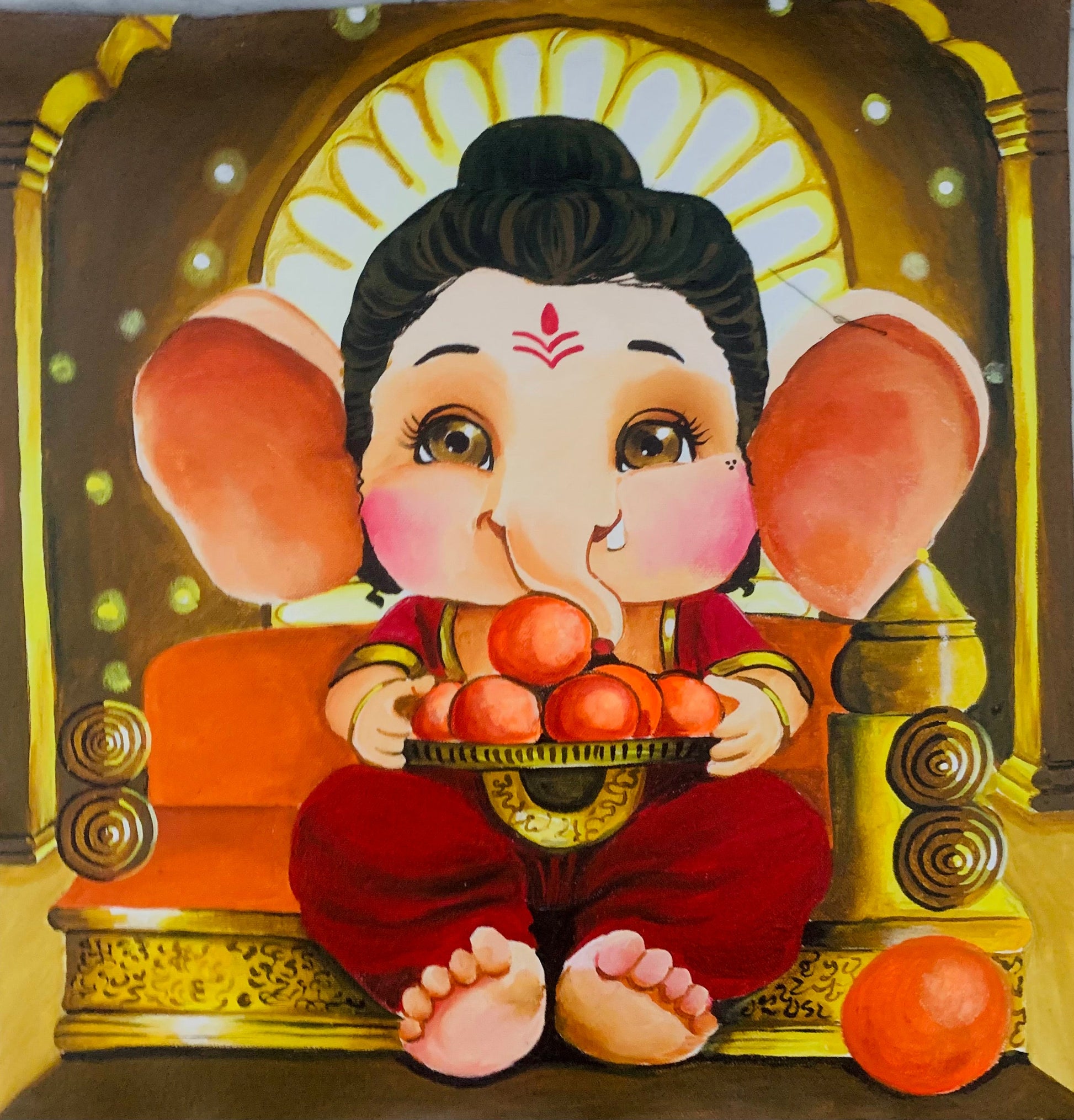 Cute Ganesha with his favourite dish