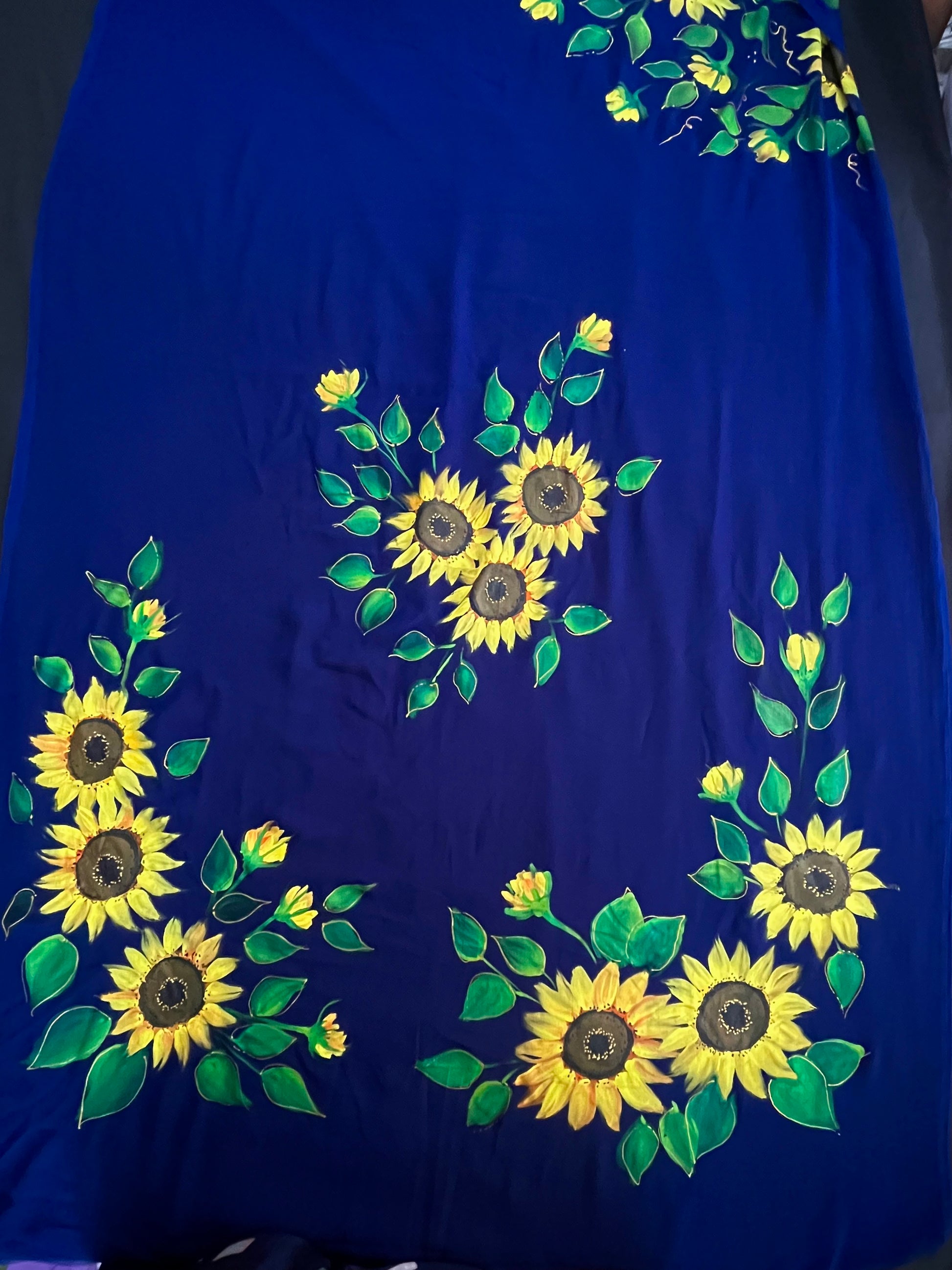 Deep blue georgette saree