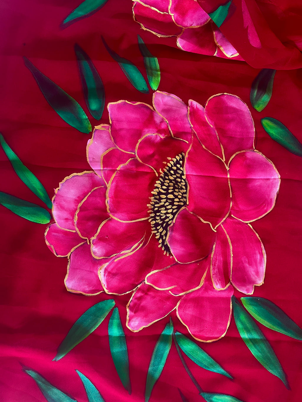 Maroon georgette saree : Rakta Kamal