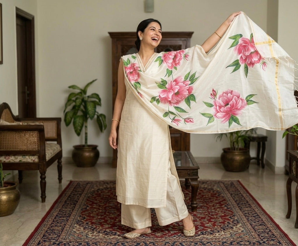 Pure malai chanderi dupatta