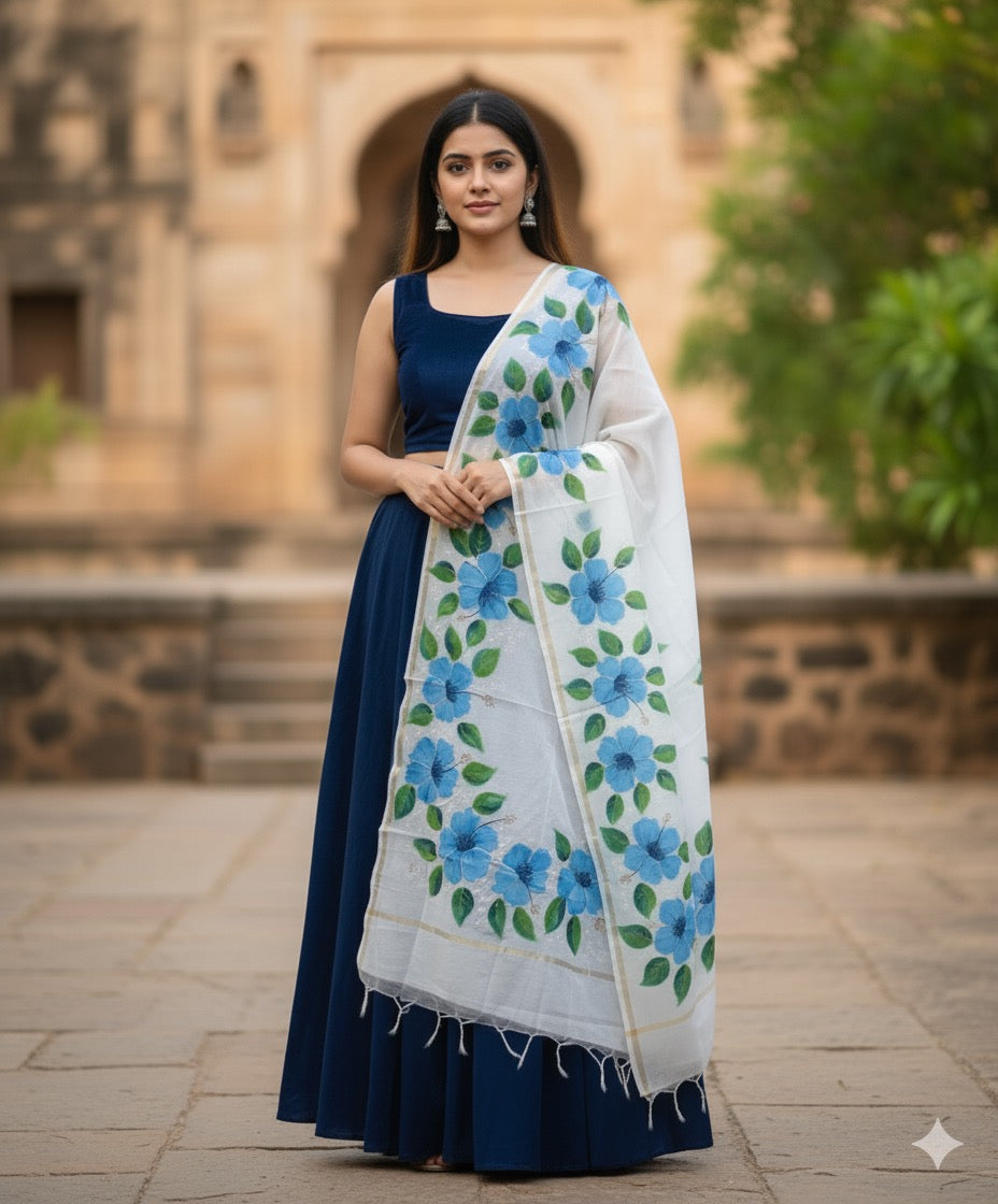 Pure malai chanderi dupatta : Neelabari