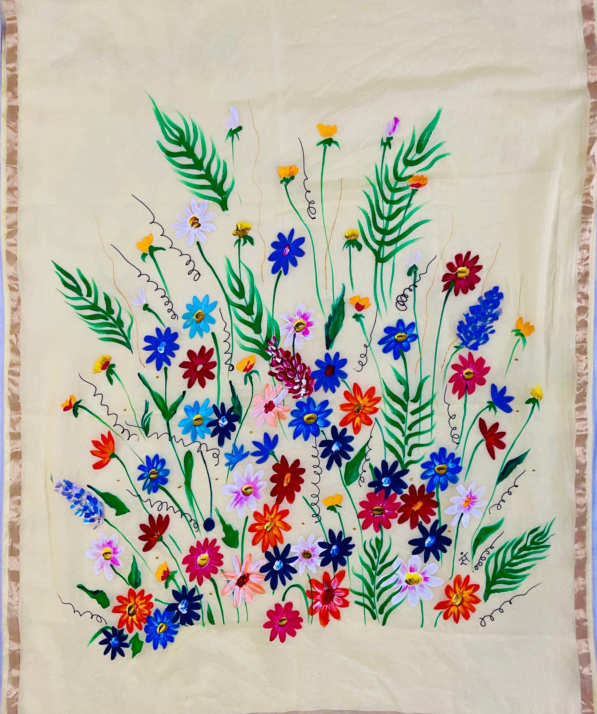 Light yellow pure chanderi dupatta : Whispers of spring”