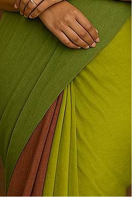 Tri coloured hand painted handloom saree “ The Peacock promise “