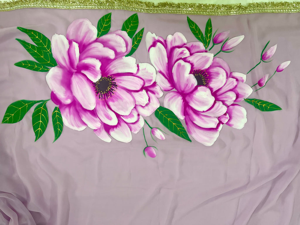 Lavender georgette saree