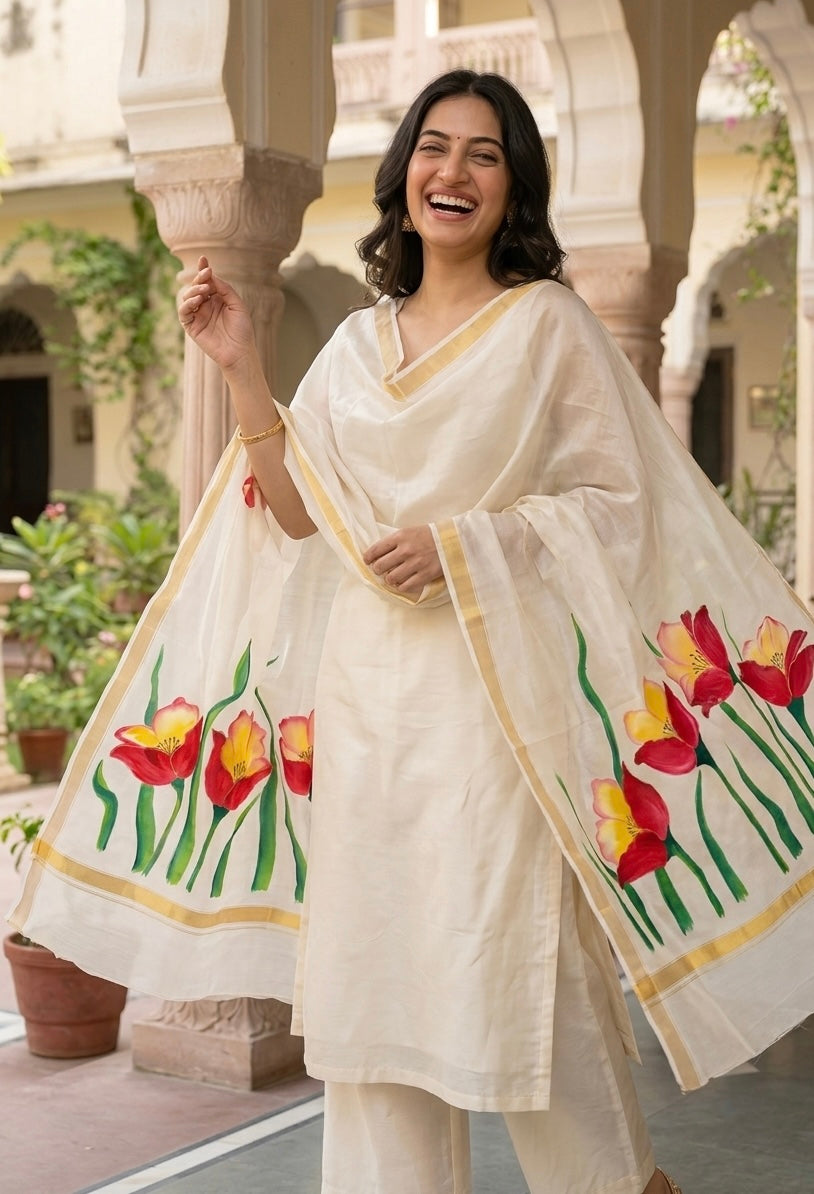 Pure chanderi silk dupatta