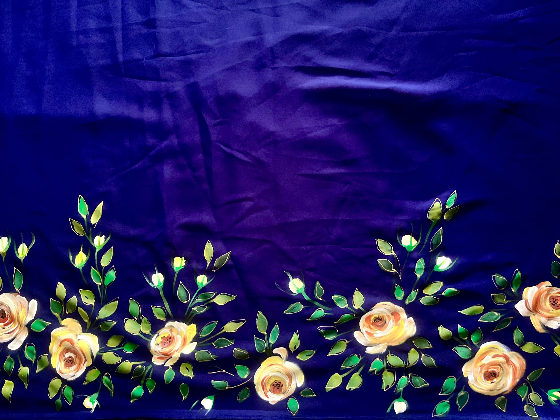 Deep blue georgette saree