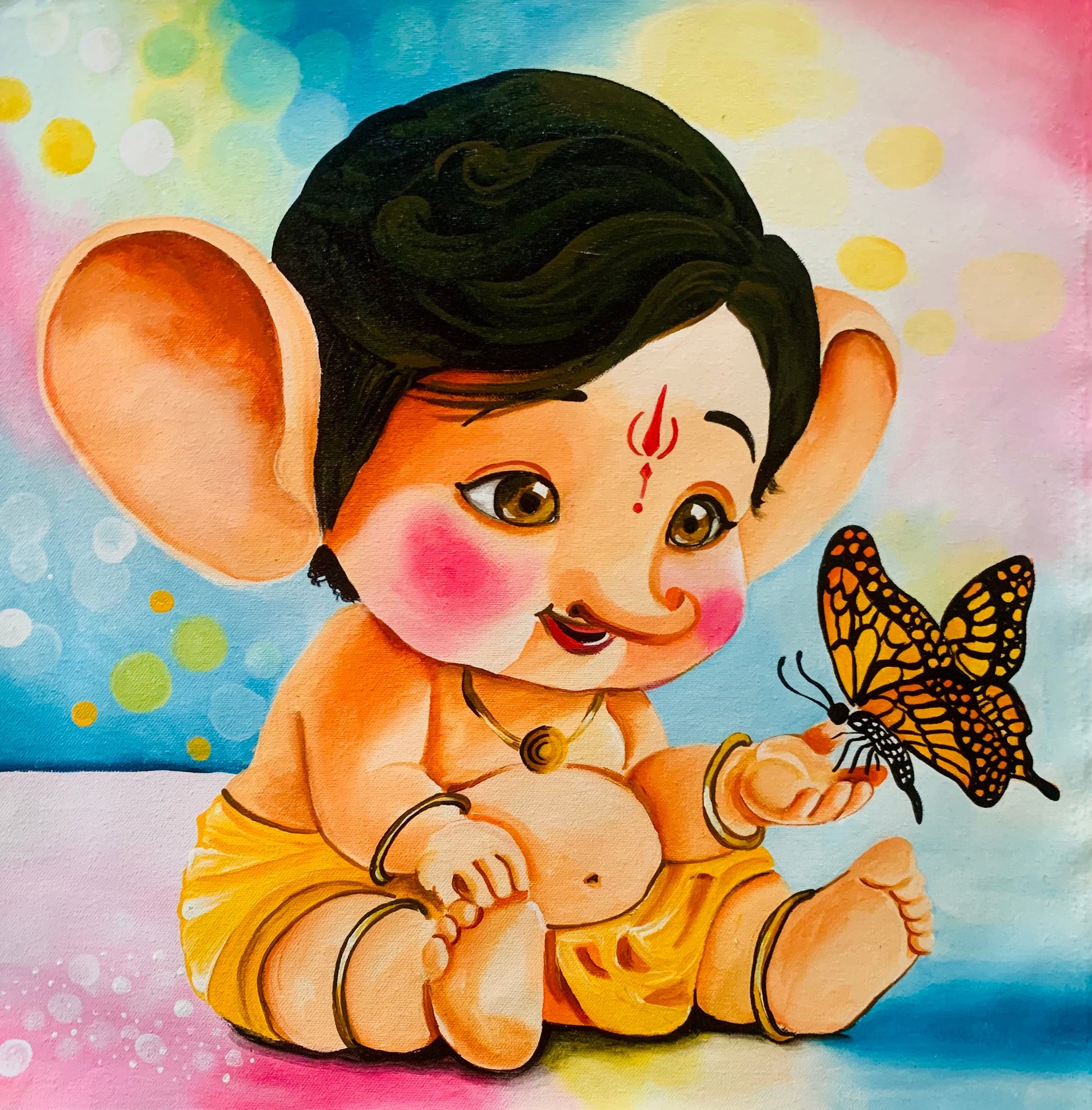 Cute Ganesha with a butterfly